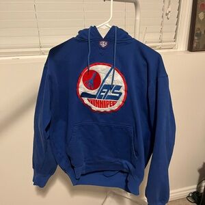 Winnipeg Jets NHL Vintage Hockey Hoodie Size XL Blue Pullover Sweatshirt